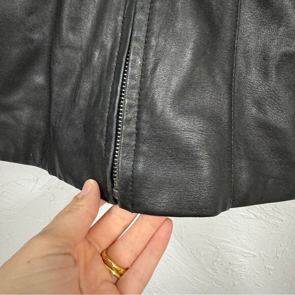 Vintage Wilson’s Leather Black Fitted Long Line Jacket Womens M Y2K 90s Rachel - Picture 7 of 12